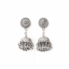 Intricate Silver Small Dome Bell Jhumka