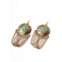 Golden Oxidised Laq Earrings
