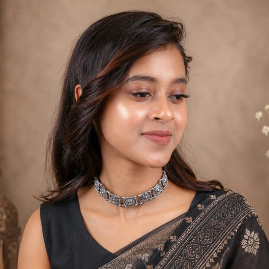 Oxidised Intricate Choker Necklace