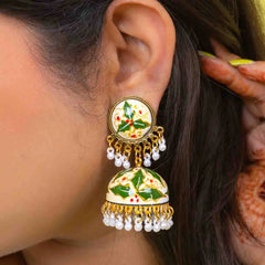Meenakari Leaf Work Jhumka