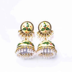 Meenakari Leaf Work Jhumka