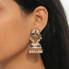 Meenakari Leaf Work Jhumka
