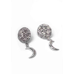 Intricate Floral Crescent Stud Earrings
