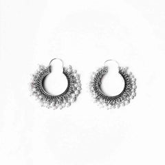 Silver Tone Mogra Pearl Hoop Earrings