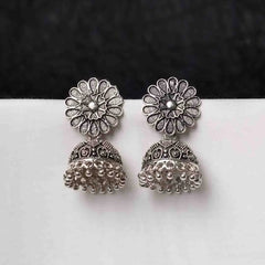 Ornate Flower Stud Jhumka