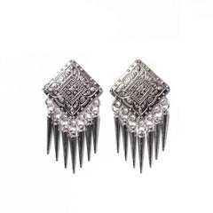 Intricate Silver Spike Earrings