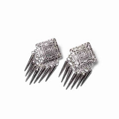 Intricate Silver Spike Earrings