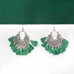 Colourful Tassel Oxidised Bali Earrings