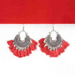 Colourful Tassel Oxidised Bali Earrings