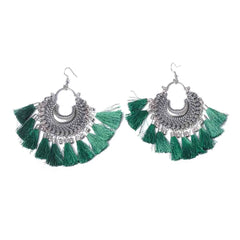 Colourful Tassel Oxidised Bali Earrings