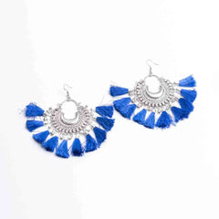 Colourful Tassel Oxidised Bali Earrings