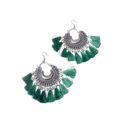 Colourful Tassel Oxidised Bali Earrings