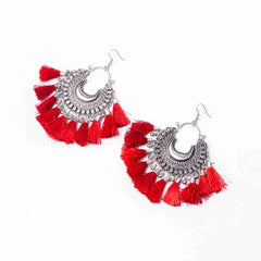 Colourful Tassel Oxidised Bali Earrings