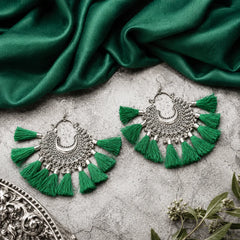 Colourful Tassel Oxidised Bali Earrings