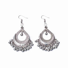 Silver Teardrop Ghungroo Earrings