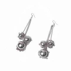 Silver Layered Long Jhumka Earrings