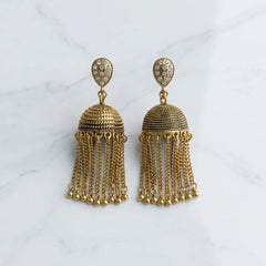 Golden Tassel Jhumka Earring