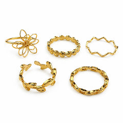 Gold-Tone Minimal Stacking Ring Combo