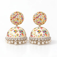 Rangoli Bloom Meenakari Jhumkas