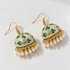 Sage Green Meenakari Jhumka