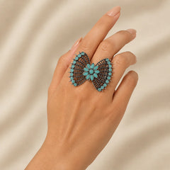 Ira Turquoise Oxidised Statement Ring