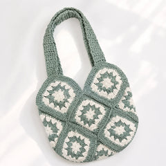Aqua White Crochet Shoulder Bag