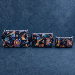 Black Floral 3 Layered Pouches