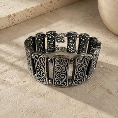 Oxidised Filigree Bracelet with Ghungroo