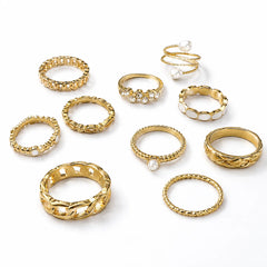 Golden Pearl Accent Ring Combo