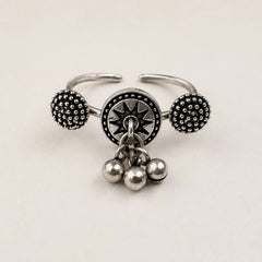 Oxidised Double Finger Ring Ghungroo Tribal Ring