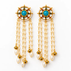 Turquoise Pearl Dangle Earrings