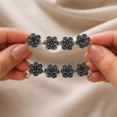 Oxidised Silver Floral Ear Cuff