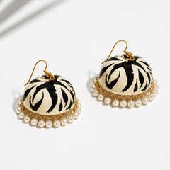 Monochrome Meenakari Jhumka Earrings