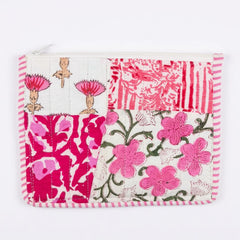 Pink Patchwork Floral Pouch