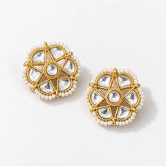Pearl Petal Kundan Studs