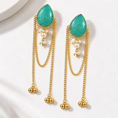 Turquoise Teardrop Cascade Earrings
