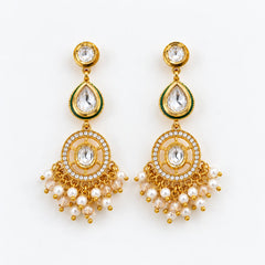 Royal Green Kundan Pearl Earrings
