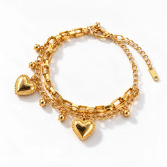 Double Heart Charm Bracelet