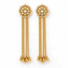 Golden Floral Disc Kundan Earrings