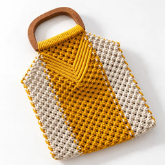 Cream & Mustard Macrame Hand Bag