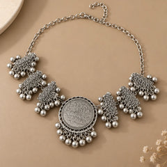 Heritage Coin Choker Oxidised Necklace