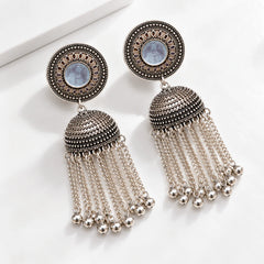 Oxidised Silver Cascade Jhumkas