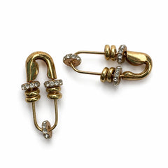 Gold Beaded Pin Hoop Earrings - 18K Gold Plated