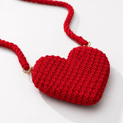 Red Heart Macrame Sling Bag