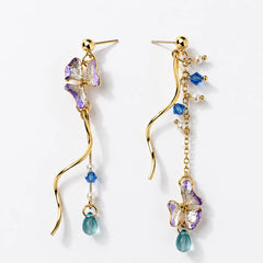 Ocean Dew Asymmetric Drop Earrings