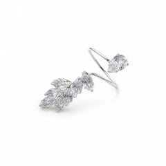 Silver Crystal Leaf Wrap Ring