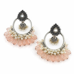 Blush Pink Chandbali Jhumka Earrings