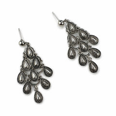 Antique Silver Teardrop Chandelier Earrings