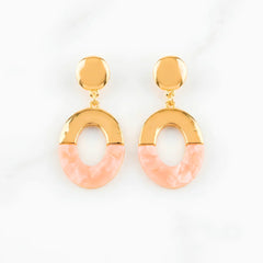 Gold Blush Oval Drop Earrings