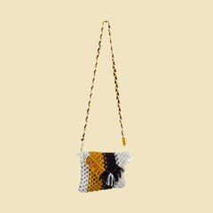 Macrame Brown N Yellow Sling Bag